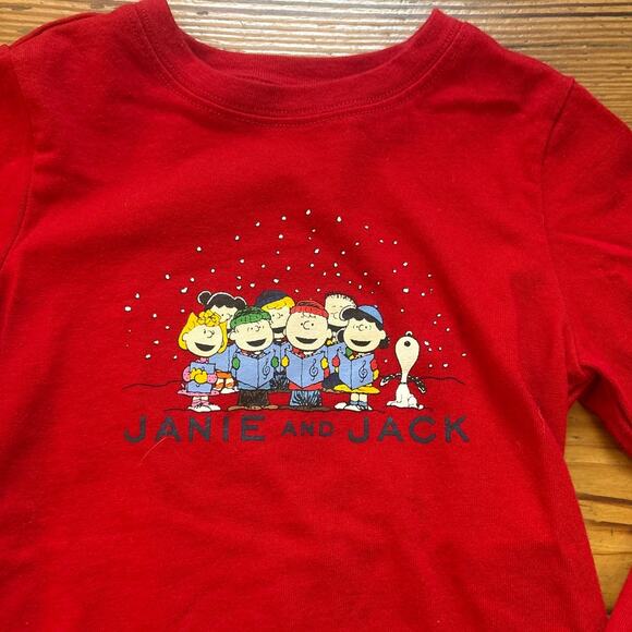Janie and Jack red Peanuts Christmas holiday long sleeve shirt SIZE 2T - Picture 2 of 7